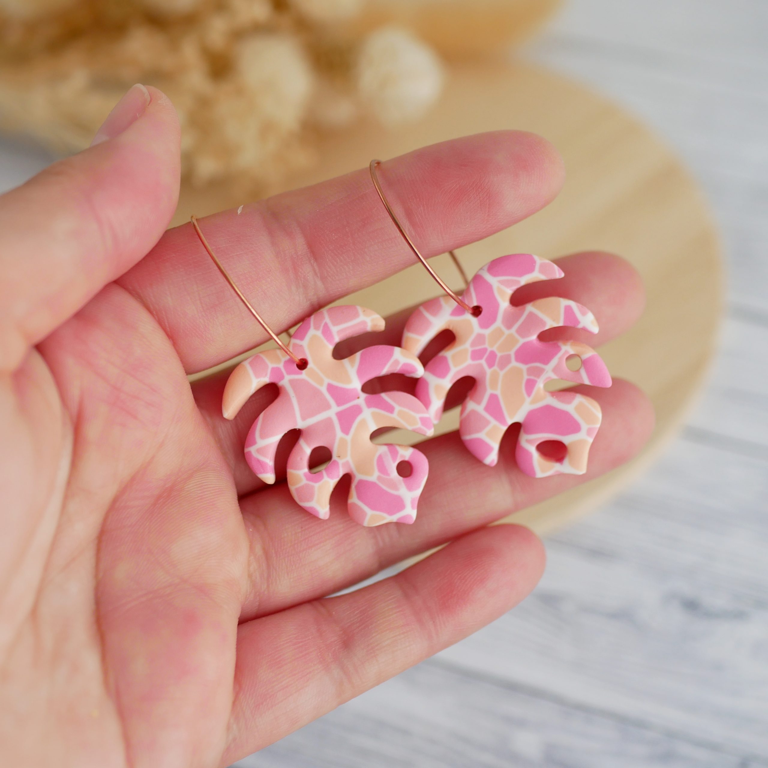 Pendientes monstera Melocotón