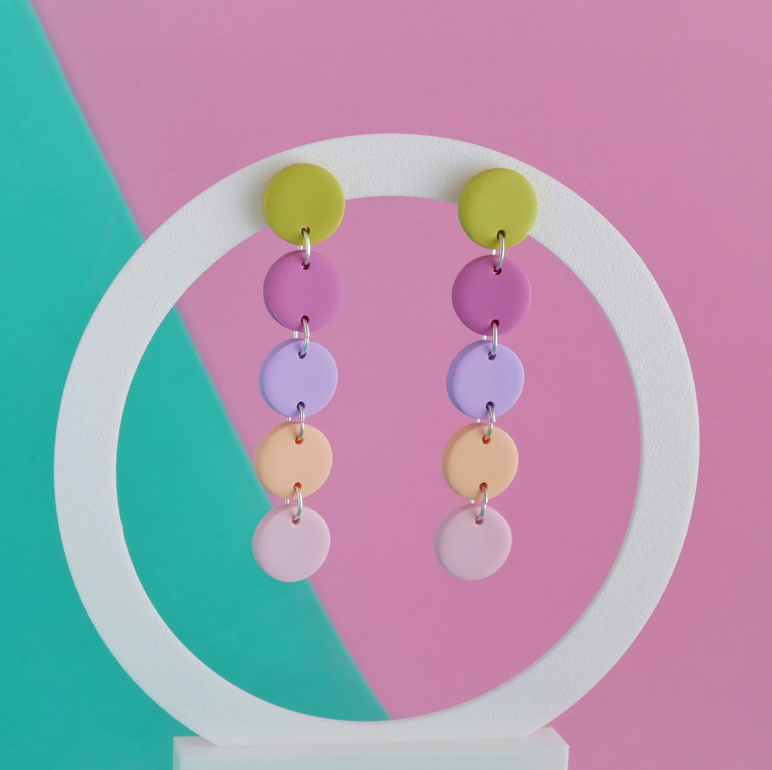 Pendientes ‘Confeti’ – Verde y tonos pastel - Imagen 3