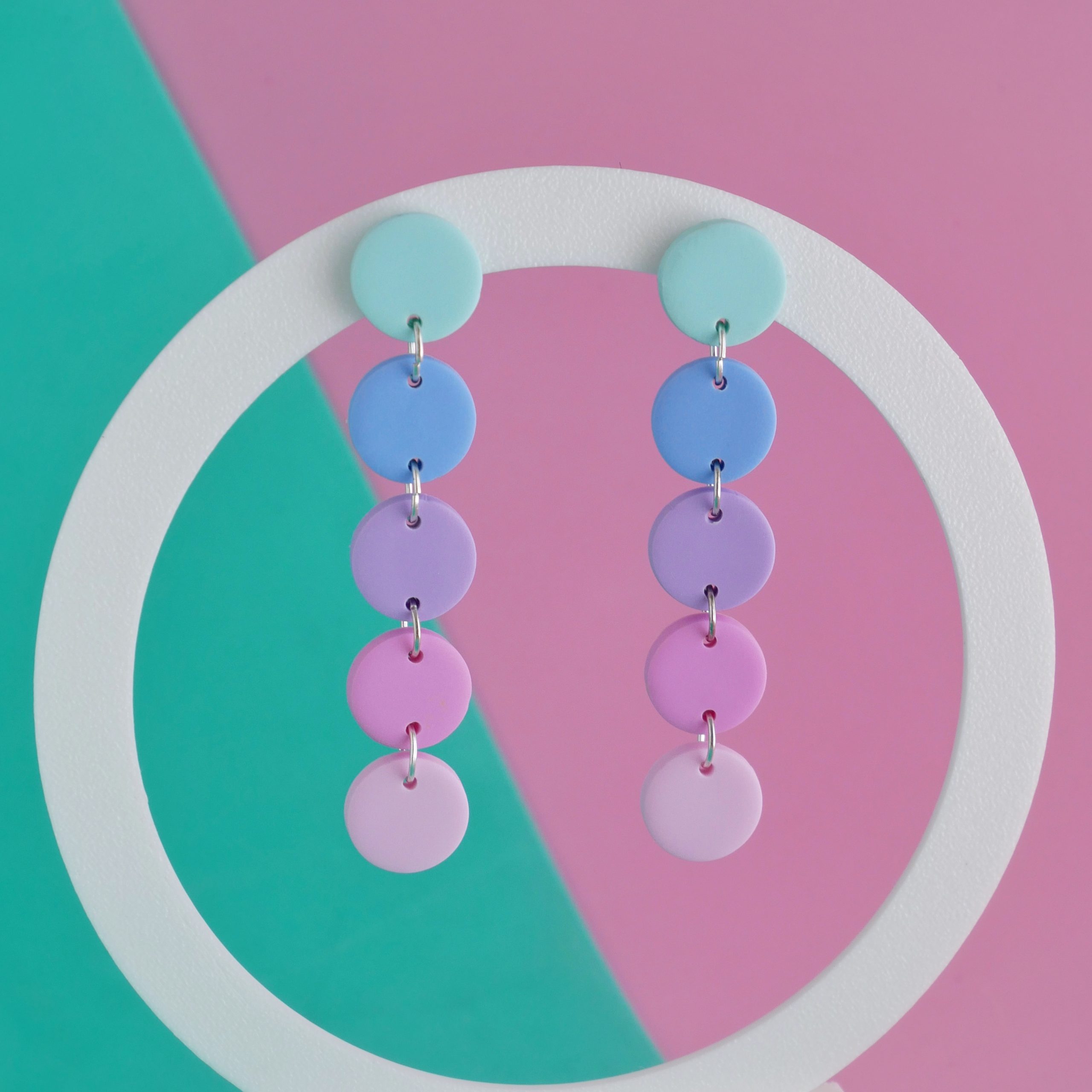 Pendientes ‘Confeti’ – Degradado azul y rosa